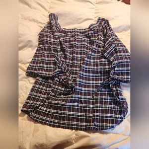 Plus Denim 24/7 Woven Plaid Top